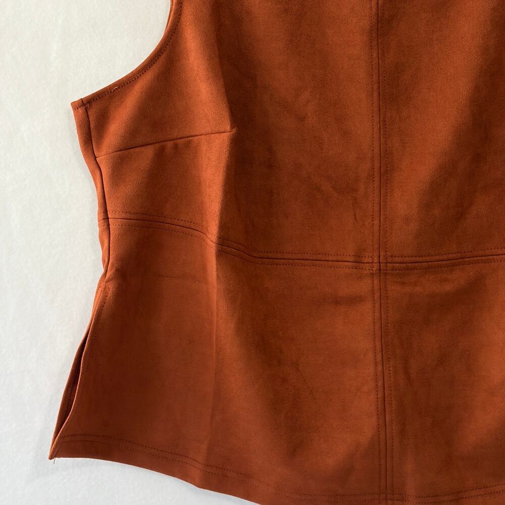 Eloquii Sleeveless Blouse Womens Plus 22 Brown Faux Suede High Neck Tank Top - Picture 4 of 11